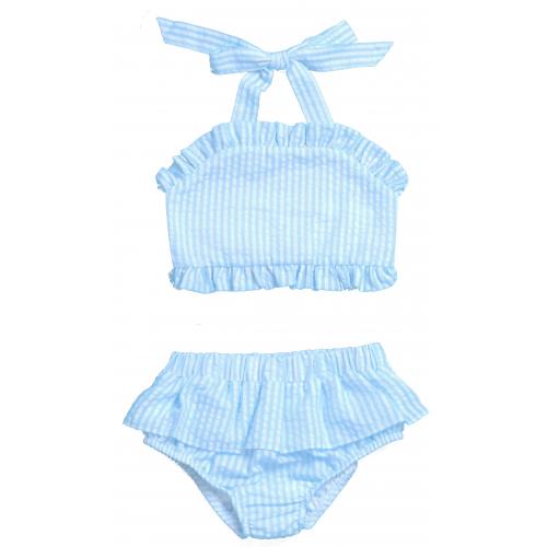 Seersucker Ruffle Swimsuit
