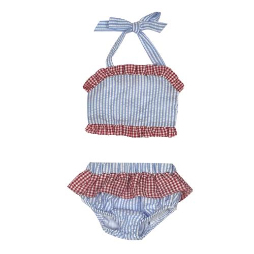 Seersucker Ruffle Swimsuit