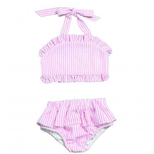 Seersucker Ruffle Swimsuit