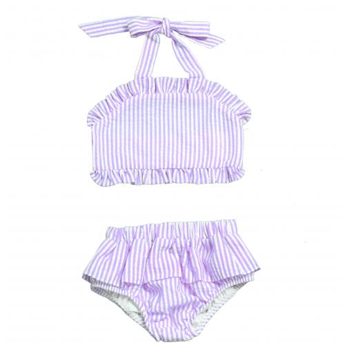 Seersucker Ruffle Swimsuit