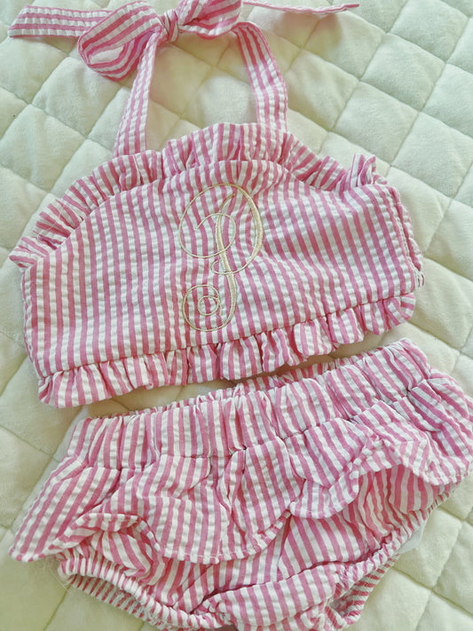 Seersucker Ruffle Swimsuit